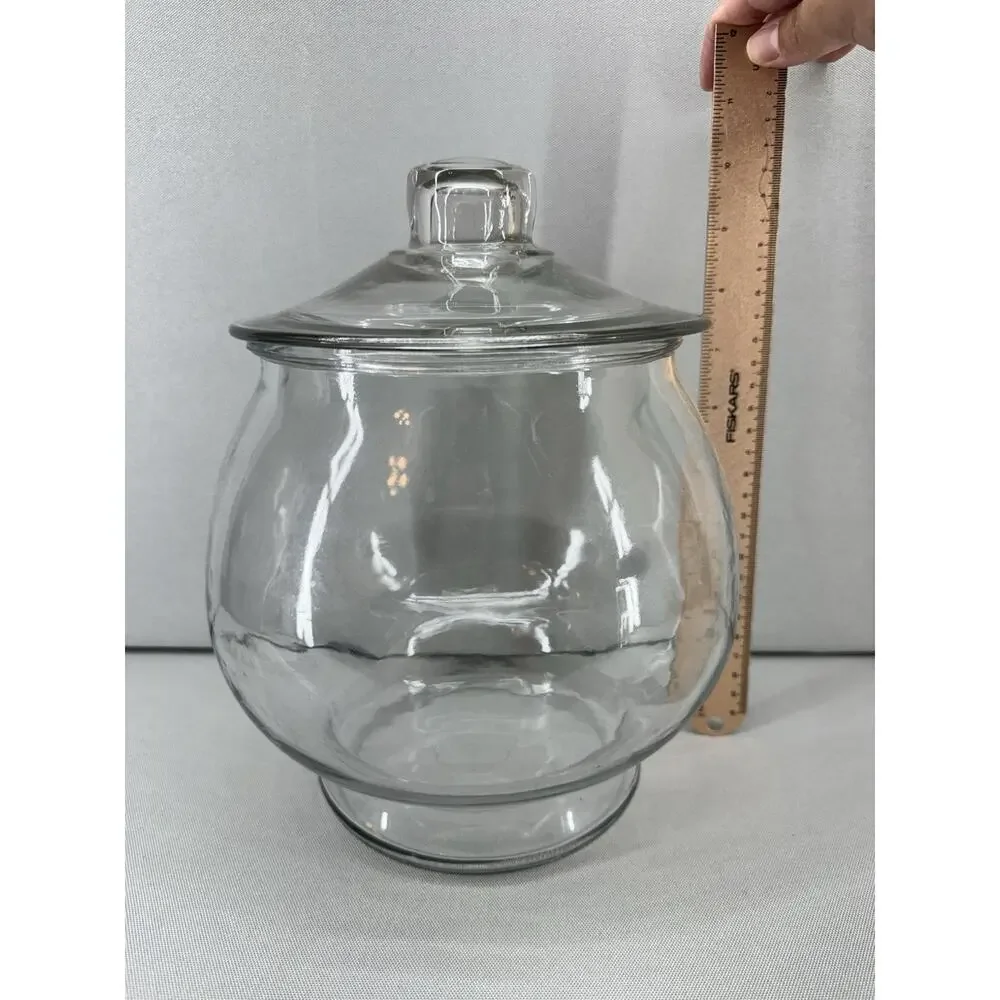 Vintage Clear Glass Apothecary Jar w Lid 10